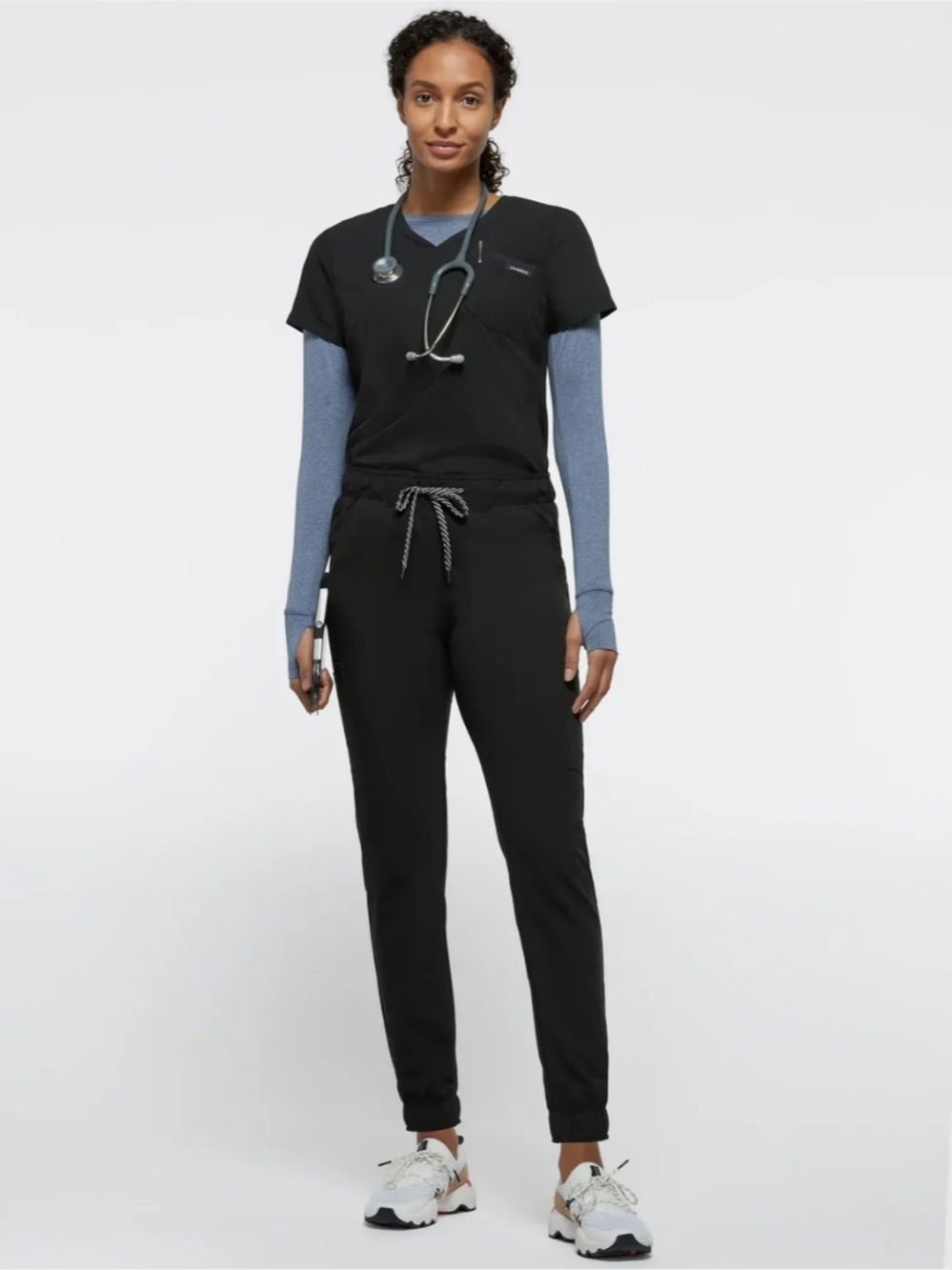 Jaanuu Women's Black Jogger Scrub Set